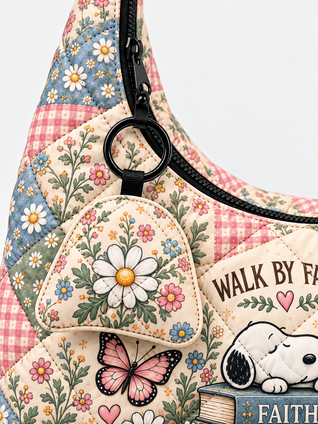 god beloved walk by faith gift for her quilted hobo shoulder bag 3