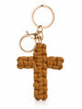 god beloved woven faith cotton cross bag charm brown