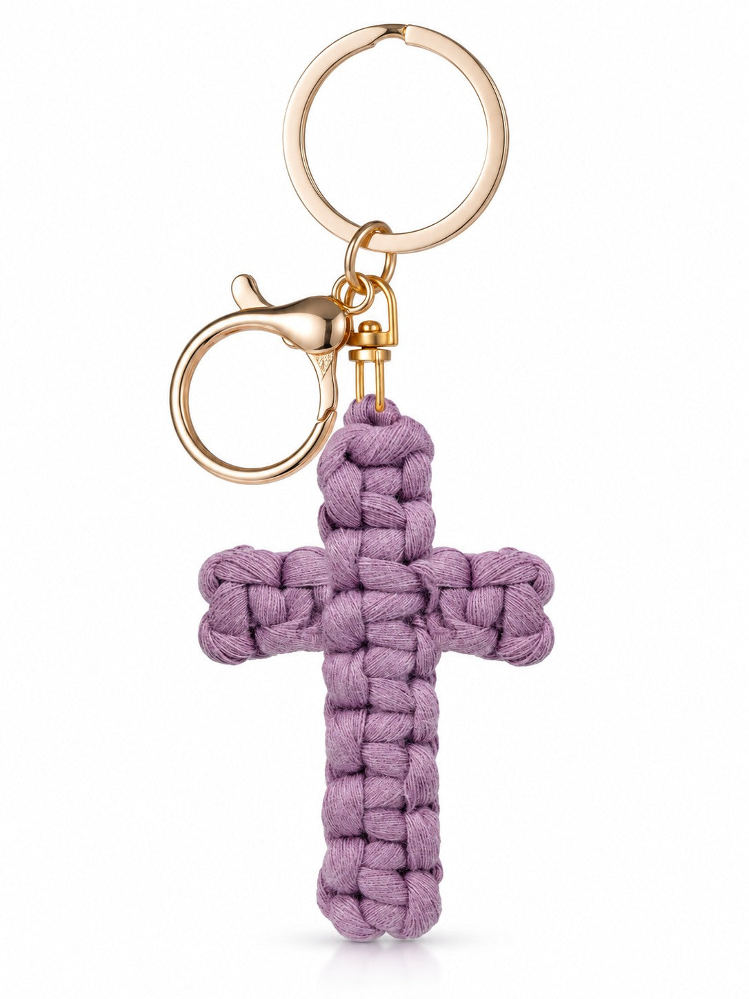 god beloved woven faith cotton cross bag charm lavender