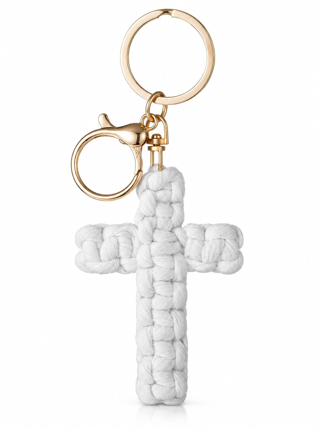 god beloved woven faith cotton cross bag charm white