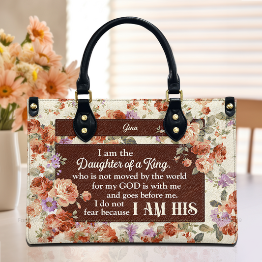 I Do Not Fear, For I Am His Christian - Personalized Leather Handbag With Handle - AT4080915