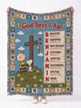 personalized peanuts charlie brown snoopy woven blanket god says i am cross custom name blue quilt 03_cad8e66b f1ac 481d 86e3 f95ab687a9c9